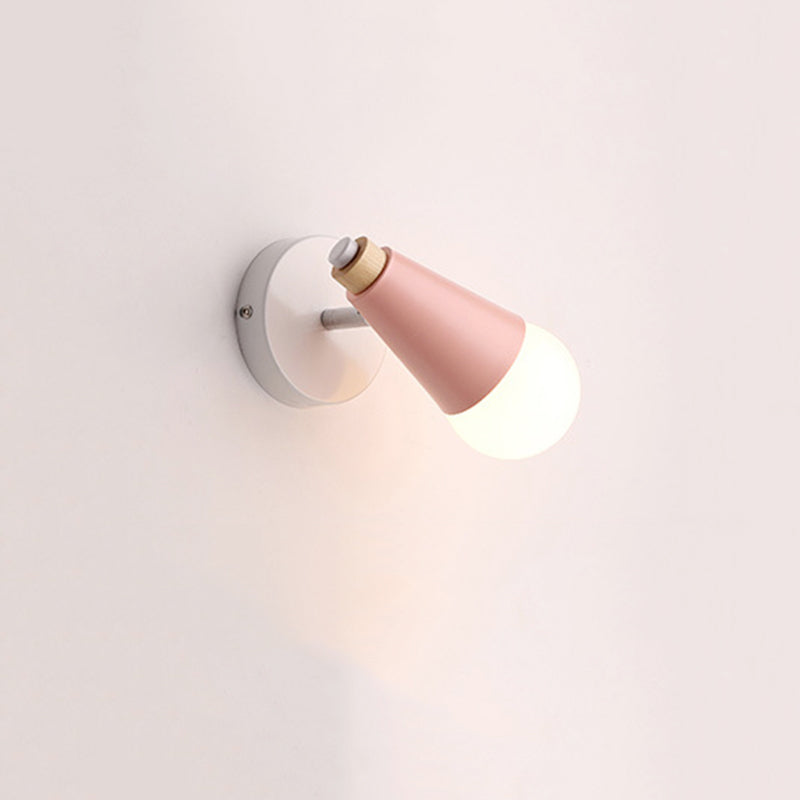 1-Light Geometric Shade Wall Sconce Modren Nordic Macarons Style Metal Wall Lighting