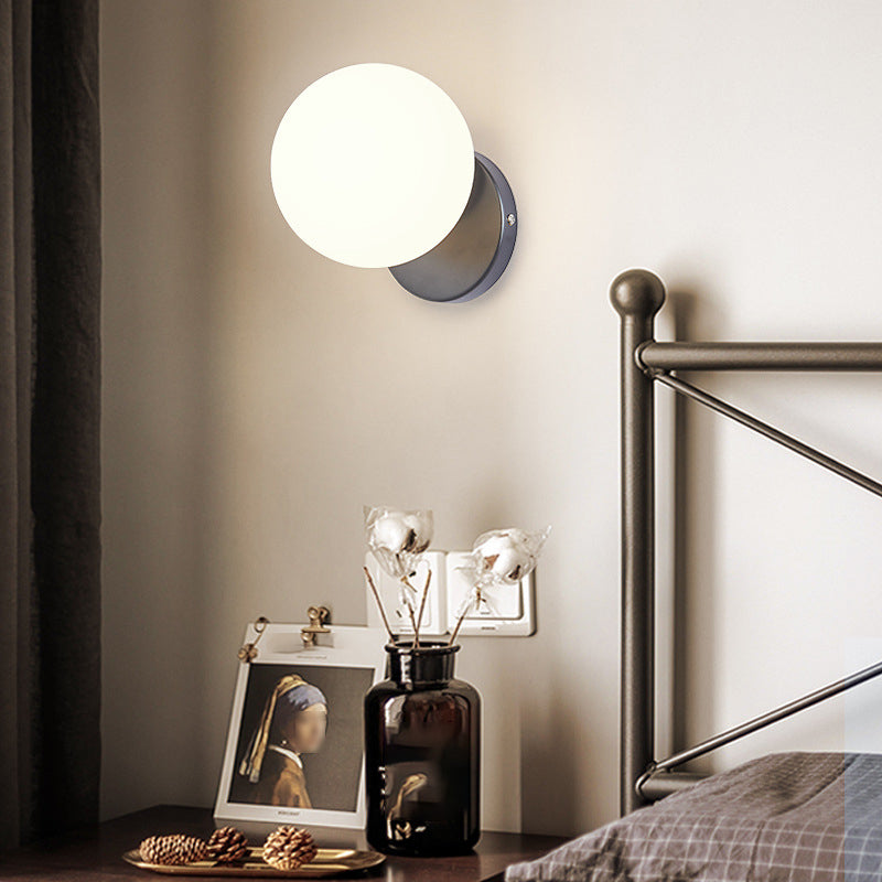 Lámpara de pared de vidrio de estilo de pared moderno de color de sombra redonda de 1 luces