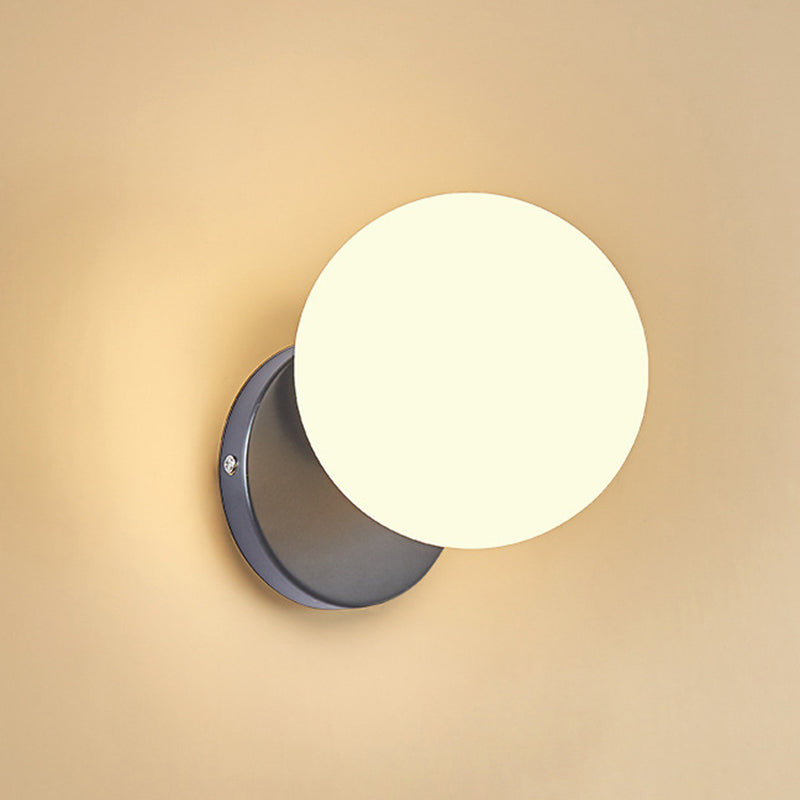 Lámpara de pared de vidrio de estilo de pared moderno de color de sombra redonda de 1 luces