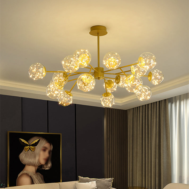 Modern Globe Pendant Chandelier Glass 18 Lights Chandelier for Living Room