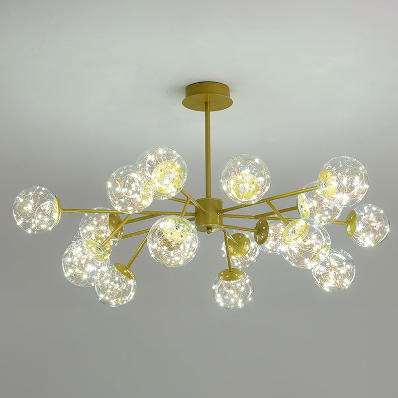Modern Globe Pendant Chandelier Glass 18 Lights Chandelier for Living Room