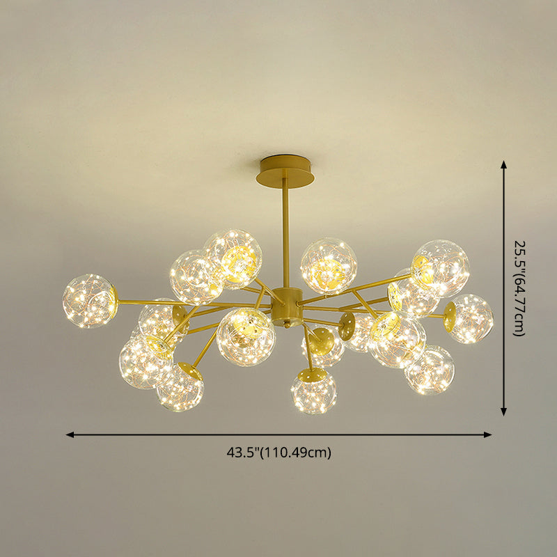 Modern Globe Pendant Chandelier Glass 18 Lights Chandelier for Living Room