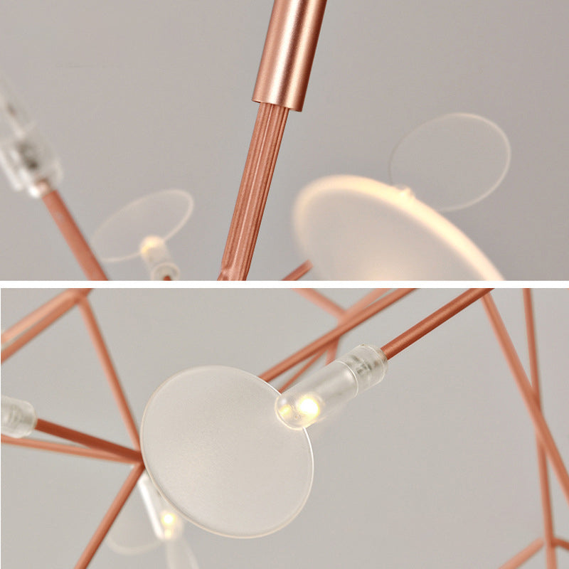 Luce a ciondolo a LED in oro acrilico nella moderna lampada appesa in acciaio inossidabile in acciaio inossidabile