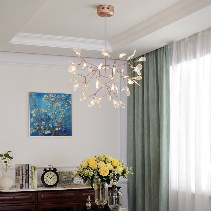 Luce a ciondolo a LED in oro acrilico nella moderna lampada appesa in acciaio inossidabile in acciaio inossidabile