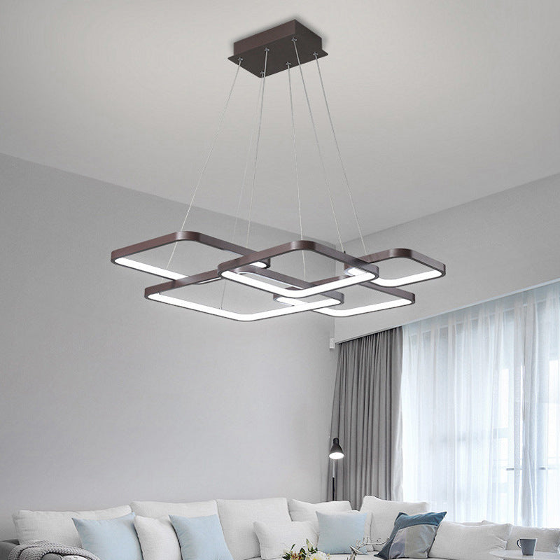 Brown Aluminum Hanging Pendant Lights Modern Hanging Lamps for Living Room
