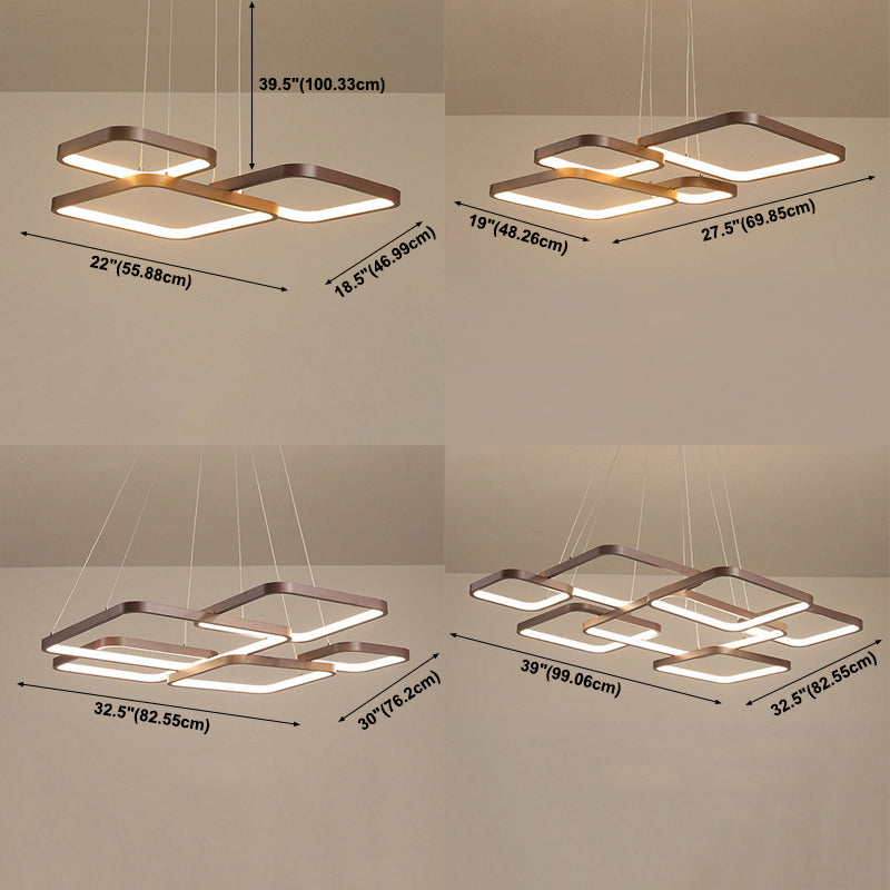 Brown Aluminum Hanging Pendant Lights Modern Hanging Lamps for Living Room