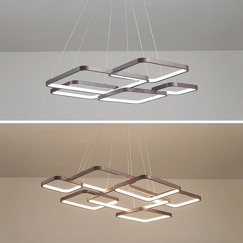 Brown Aluminum Hanging Pendant Lights Modern Hanging Lamps for Living Room