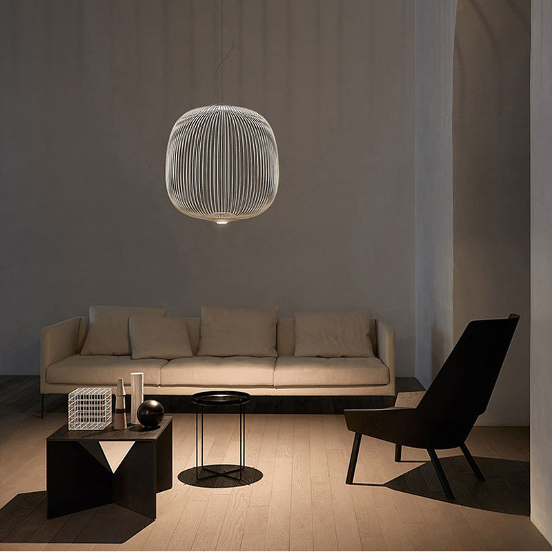 Simple Metal Hanging Light, Globe and Cage Shade 2-Light Hanging Lighting