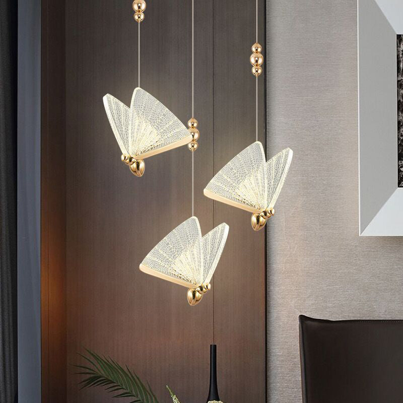 Luxurious Butterfly Style Hanging Ceiling Light, Acrylic Integrated LED Light Pendant Lighting