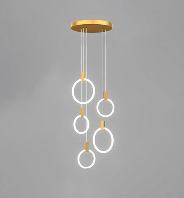 Modern Luxury LED Pendant Light Aluminium Circular Hanging Lamp with Acrylic Shade