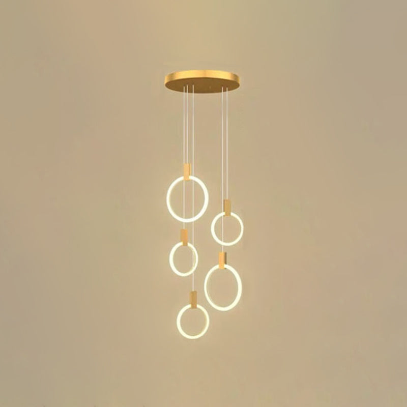 Modern Luxury LED Pendant Light Aluminium Circular Hanging Lamp with Acrylic Shade