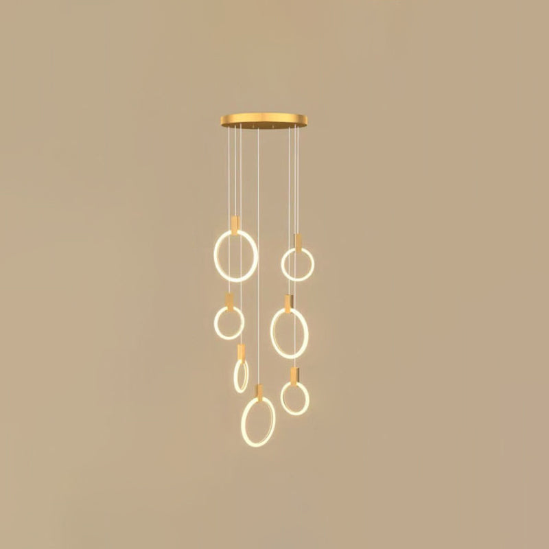 Modern Luxury LED Pendant Light Aluminium Circular Hanging Lamp with Acrylic Shade