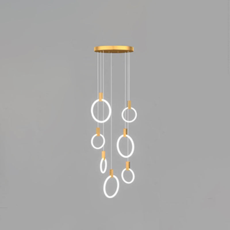 Modern Luxury LED Pendant Light Aluminium Circular Hanging Lamp with Acrylic Shade