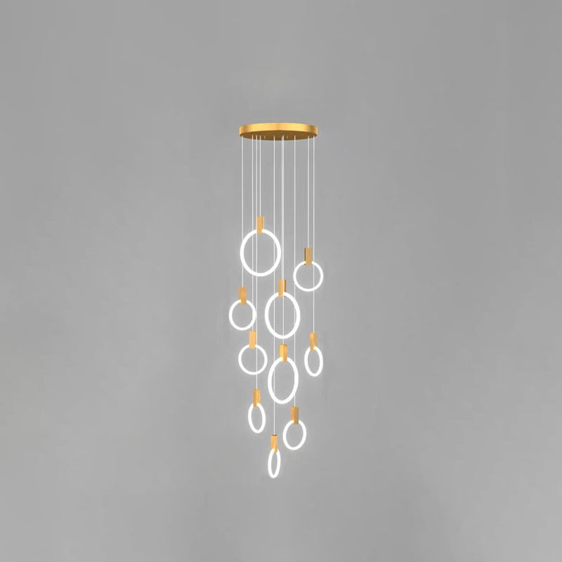 Modern Luxury LED Pendant Light Aluminium Circular Hanging Lamp with Acrylic Shade