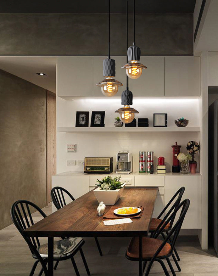 1-Light Cement Suspended Lighting Fixture Modern Pendant Light Kit for Dining Room