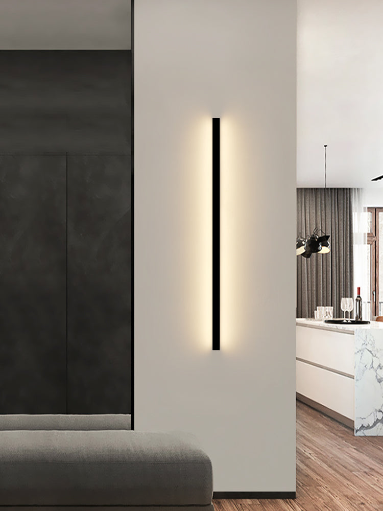 Moderner einfacher Stil Linearer Schatten Wandleuchten Metal 1 Leichte Leuchten im schwarzen Finish