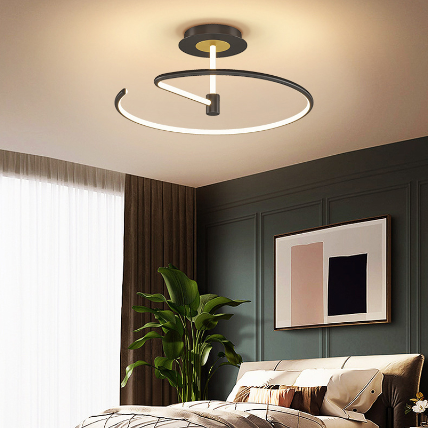 Moderner Stil Wirbel Welle Semi Flush Mount Light Metal 1 Light LED Flush Light