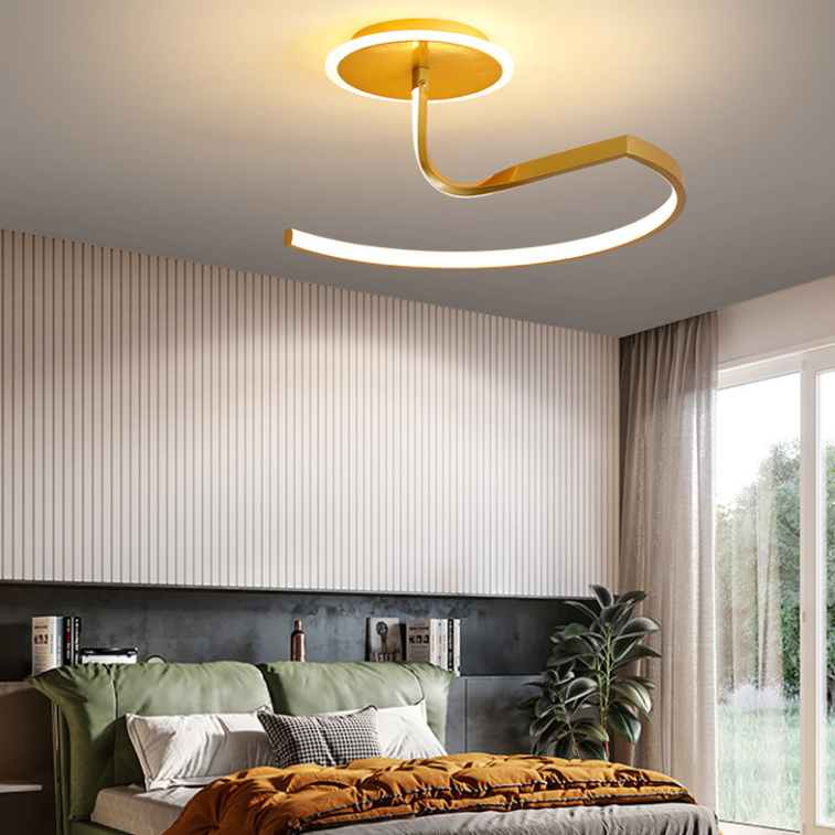 Moderner Stil Wirbel Welle Semi Flush Mount Light Metal 1 Light LED Flush Light