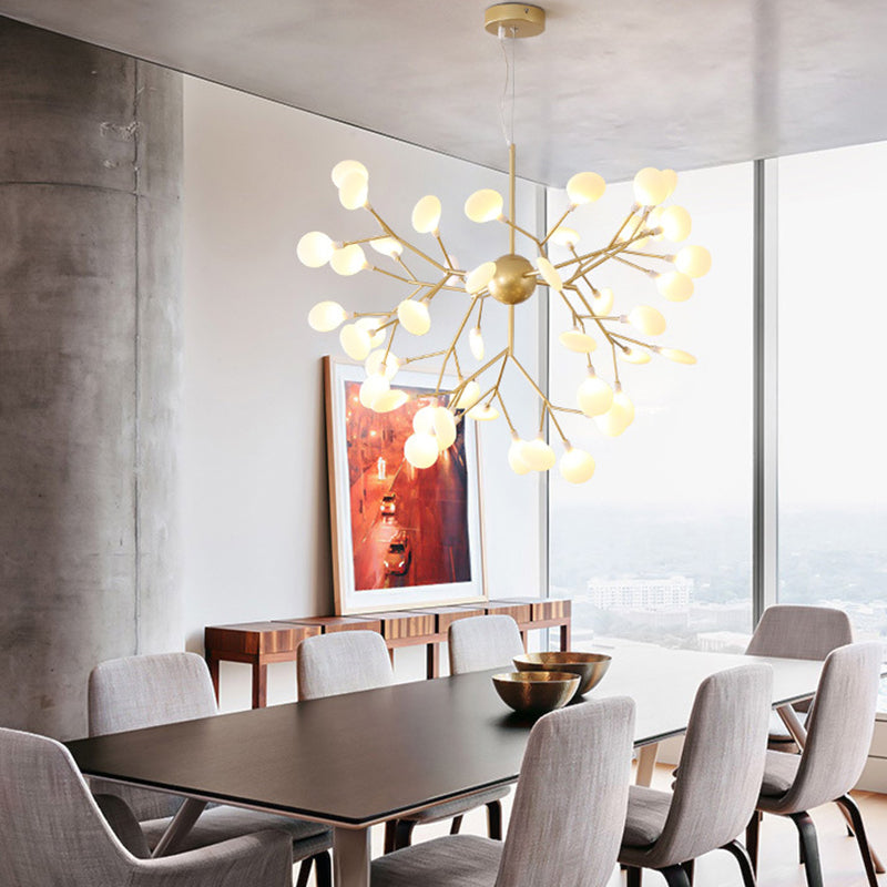 Modern Metal Suspended Lamp Fireflies Style Chandelier Lamp in Gold for Sitting Room