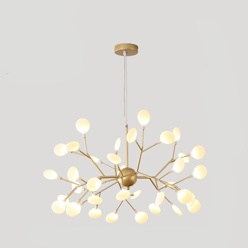 Modern Metal Suspended Lamp Fireflies Style Chandelier Lamp in Gold for Sitting Room