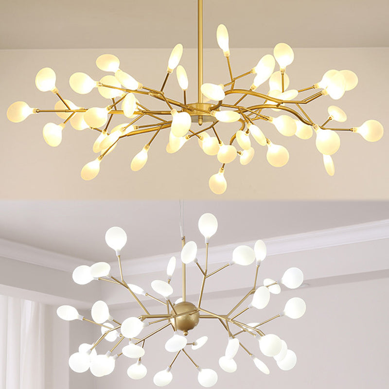 Modern Metal Suspended Lamp Fireflies Style Chandelier Lamp in Gold for Sitting Room