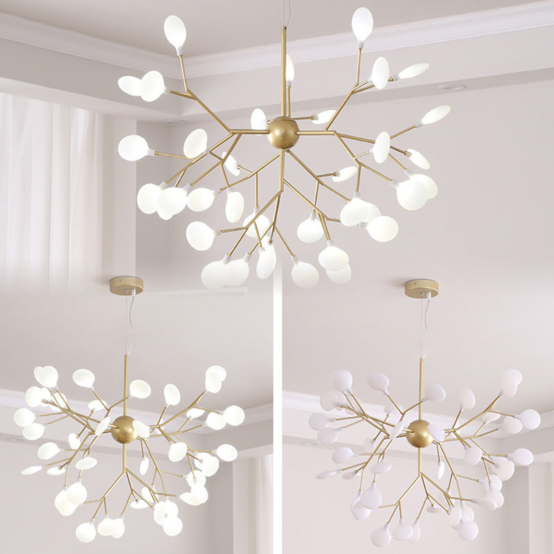 Modern Metal Suspended Lamp Fireflies Style Chandelier Lamp in Gold for Sitting Room