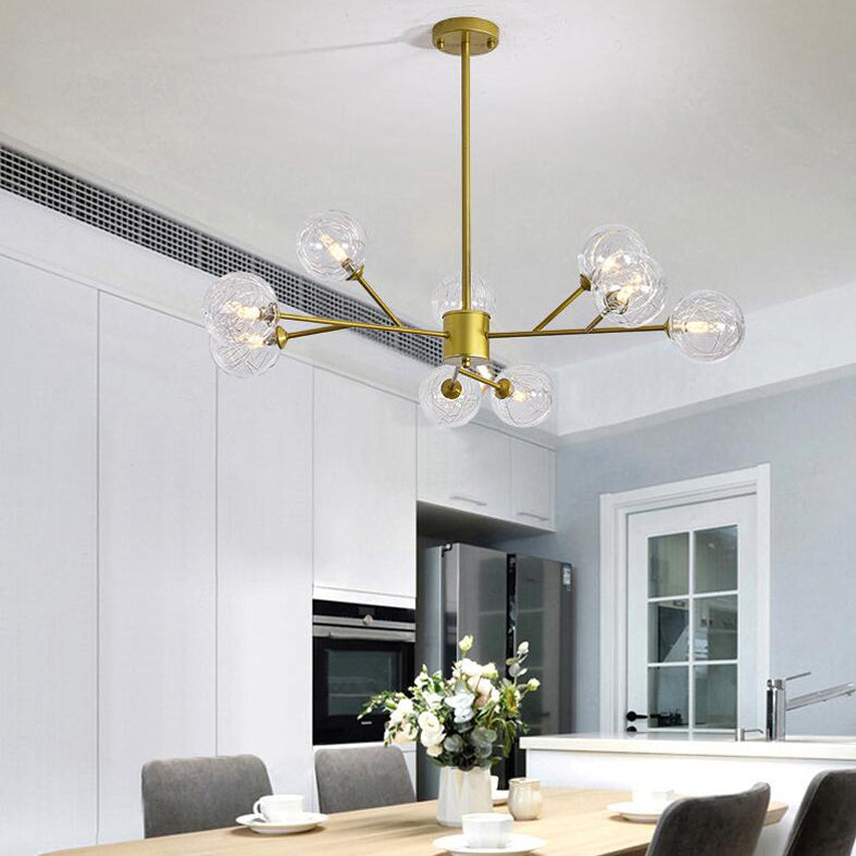 Fireflies Style Chandelier Lamp Globe Glass Shade Modern Style Metal Suspended Lamp