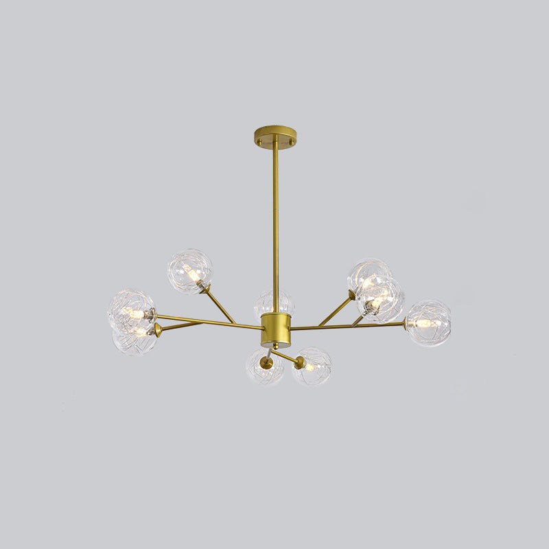 Fireflies Style Chandelier Lamp Globe Glass Shade Modern Style Metal Suspended Lamp