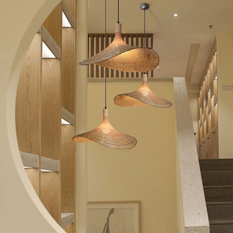 Chinesische Hutform anhängende Beleuchtungskörper Rattan hängen Licht für das Restaurant