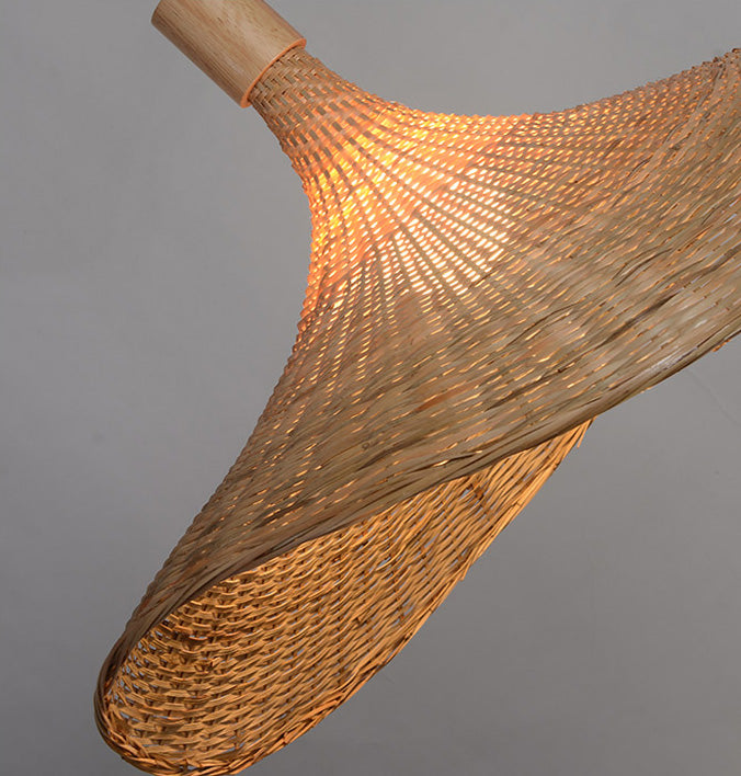 Chinesische Hutform anhängende Beleuchtungskörper Rattan hängen Licht für das Restaurant