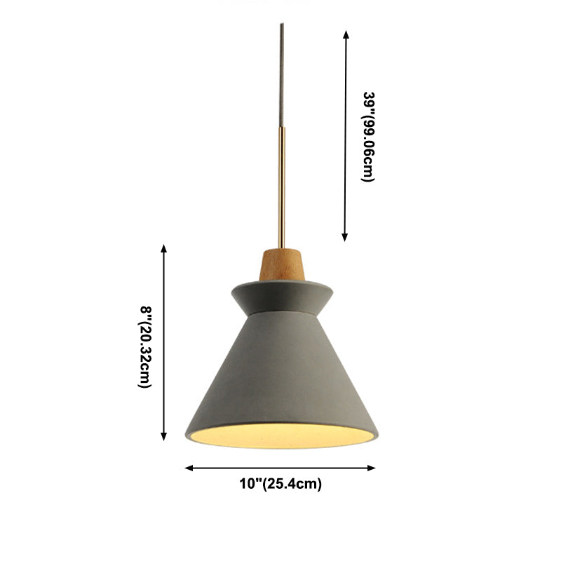 Cone Shaped Cement Hanging Ceiling Light Modern Style Hanging Light Kit for Bedroom
