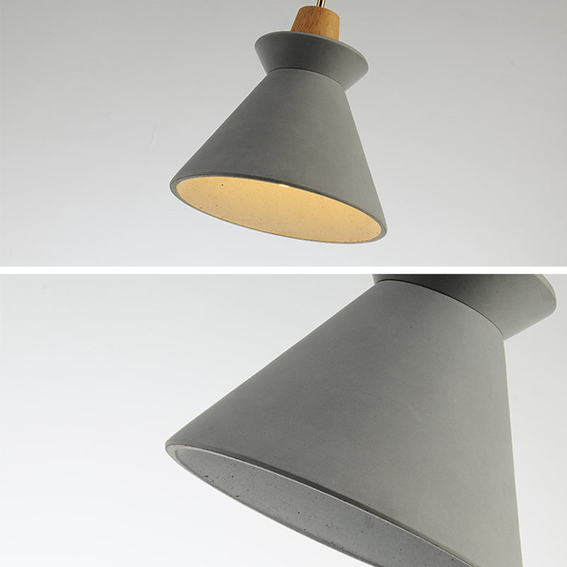 Cone Shaped Cement Hanging Ceiling Light Modern Style Hanging Light Kit for Bedroom