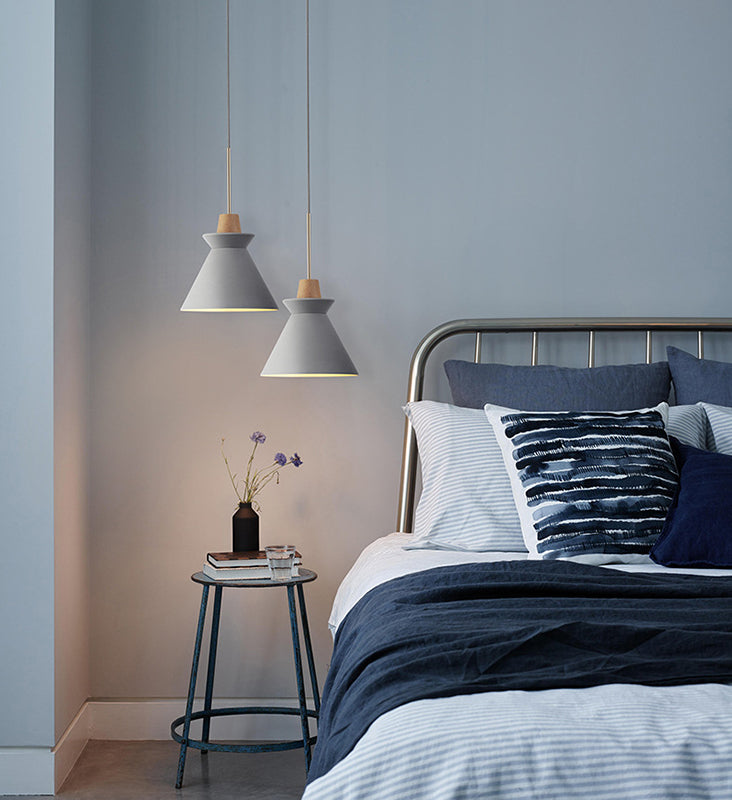 Cone Shaped Cement Hanging Ceiling Light Modern Style Hanging Light Kit for Bedroom