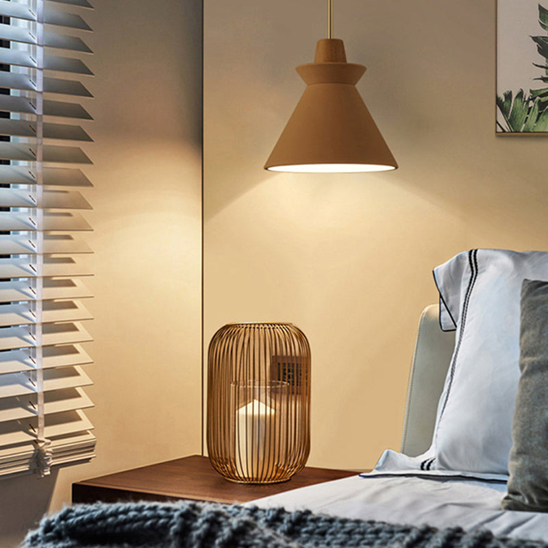 Cone Shaped Cement Hanging Ceiling Light Modern Style Hanging Light Kit for Bedroom
