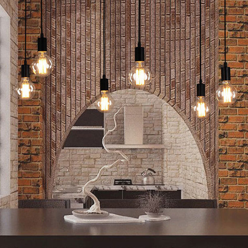 Schwarzer Multi -Anhänger Deckenleuchte Industrial Metal Spider Swag Anhänger Licht für Bar