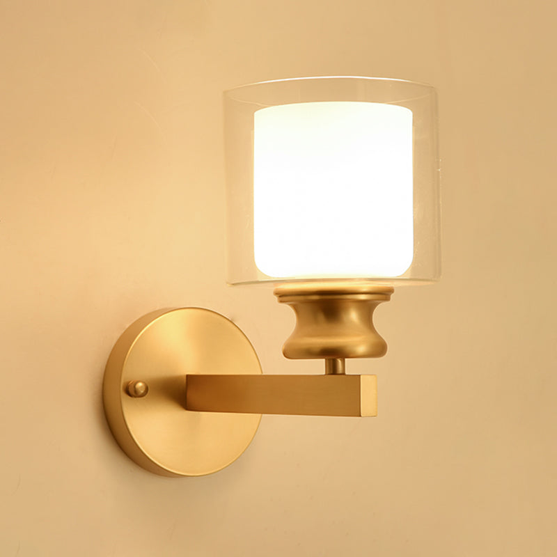 Illuminazione a parete interno Apparecchio di lampada a parete minimalista con tonalità di vetro latte