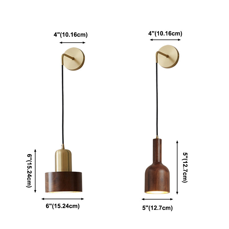 Illuminazione a parete dorata moderna 1 foglio di lampada da parete in ottone con legno per camera da letto