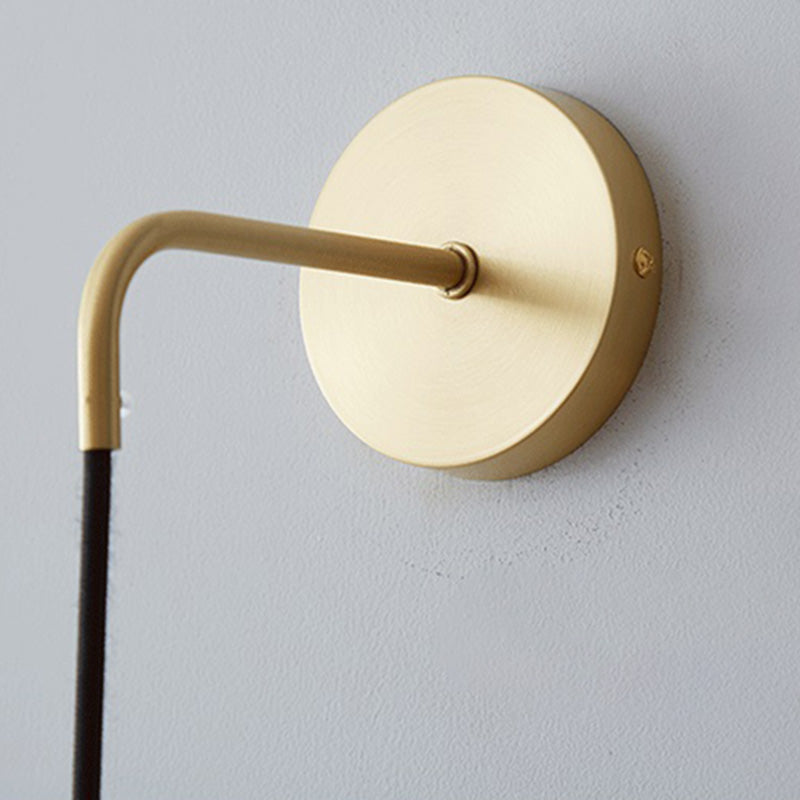 Illuminazione a parete dorata moderna 1 foglio di lampada da parete in ottone con legno per camera da letto