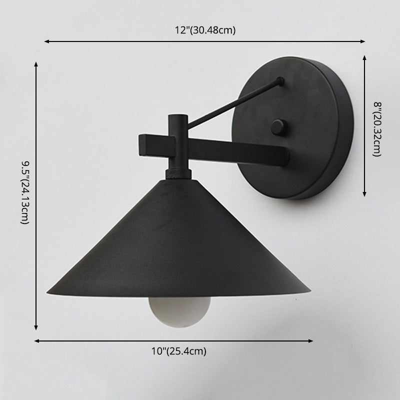 Conical Outdoor Wall Lighting Fixture Industrial Metal Black Wall Mount Light Fixture
