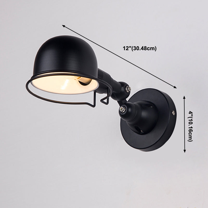Industriestil Schwung Arm Wandlampe 1 Kopf Metall Wandleuchte mit Kuppelschatten in Schwarz