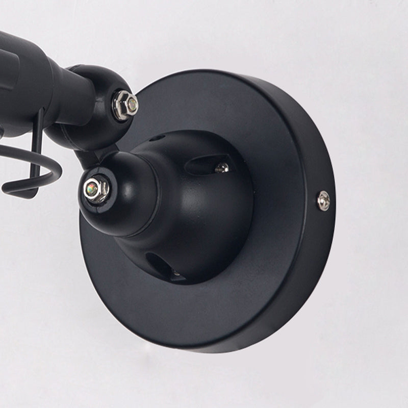 Industriestil Schwung Arm Wandlampe 1 Kopf Metall Wandleuchte mit Kuppelschatten in Schwarz