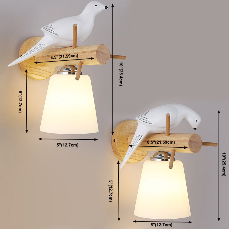 Lámpara montada en la pared de cono simplicidad posmoderna apliques de pared de madera para sala de estar