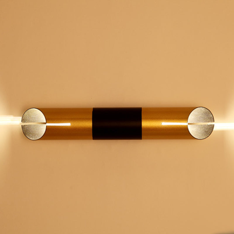 Lampada da parete a forma di tubo Metal postmoderno 1 lampadina nera e dorata Pronzo della parete