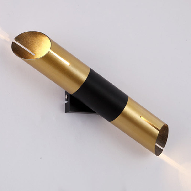 Lampada da parete a forma di tubo Metal postmoderno 1 lampadina nera e dorata Pronzo della parete