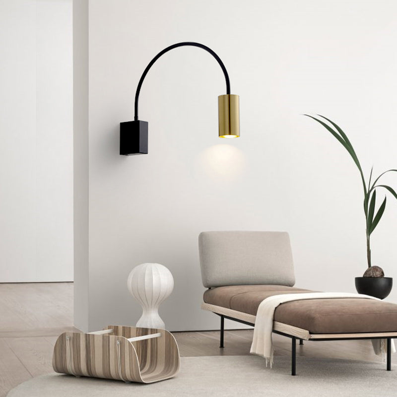 Postmodern 1 Bulb Wall Lamp Flexible Arm Curved Reading Light with Metal Shade