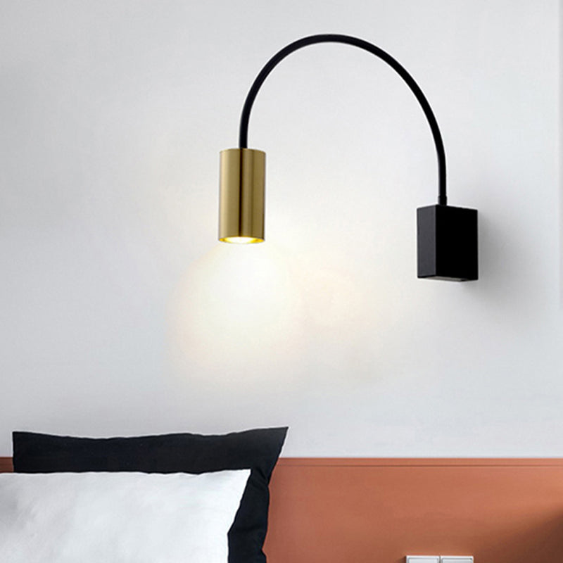 Postmodern 1 Bulb Wall Lamp Flexible Arm Curved Reading Light with Metal Shade