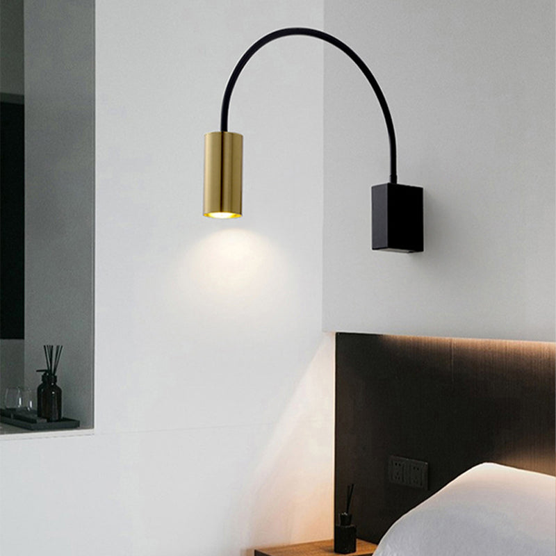 Postmodern 1 Bulb Wall Lamp Flexible Arm Curved Reading Light with Metal Shade