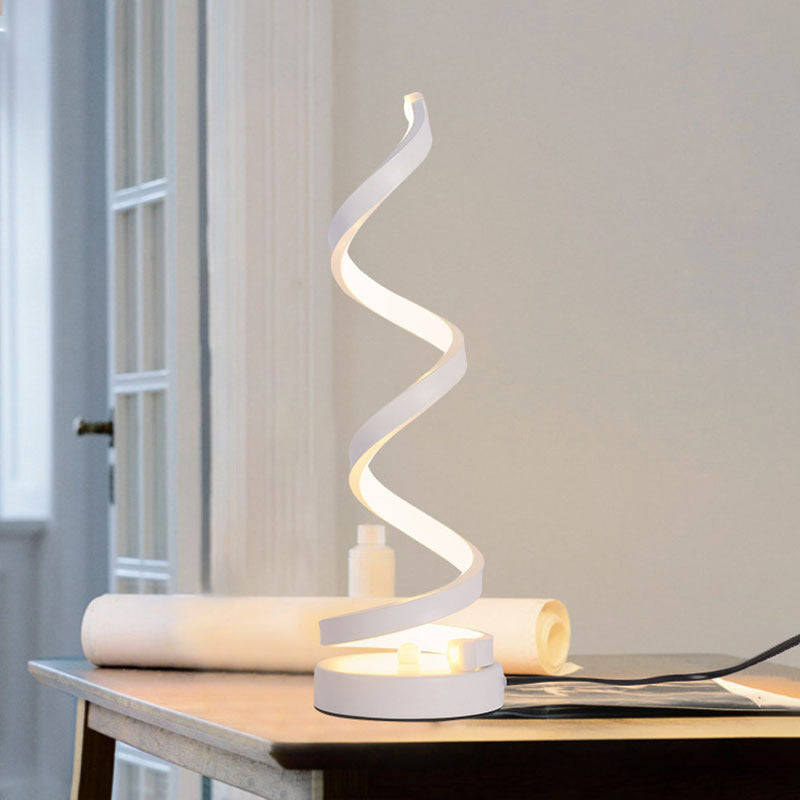Spiral Night Table Light Contemporary Style Metal LED Table Light for Bedroom