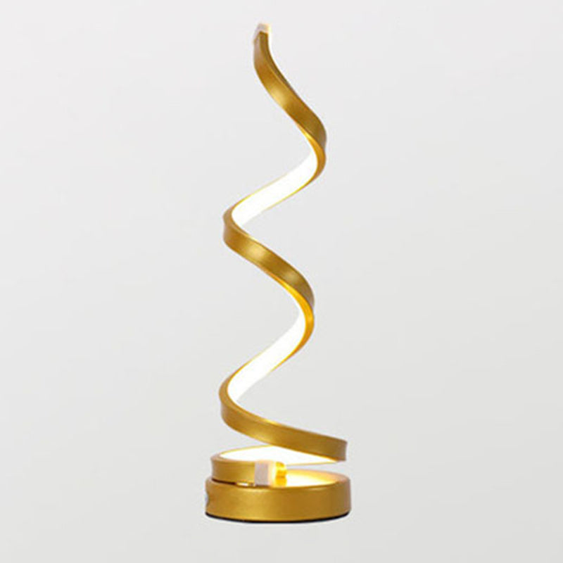 Spiral Night Table Light Contemporary Style Metal LED Table Light for Bedroom
