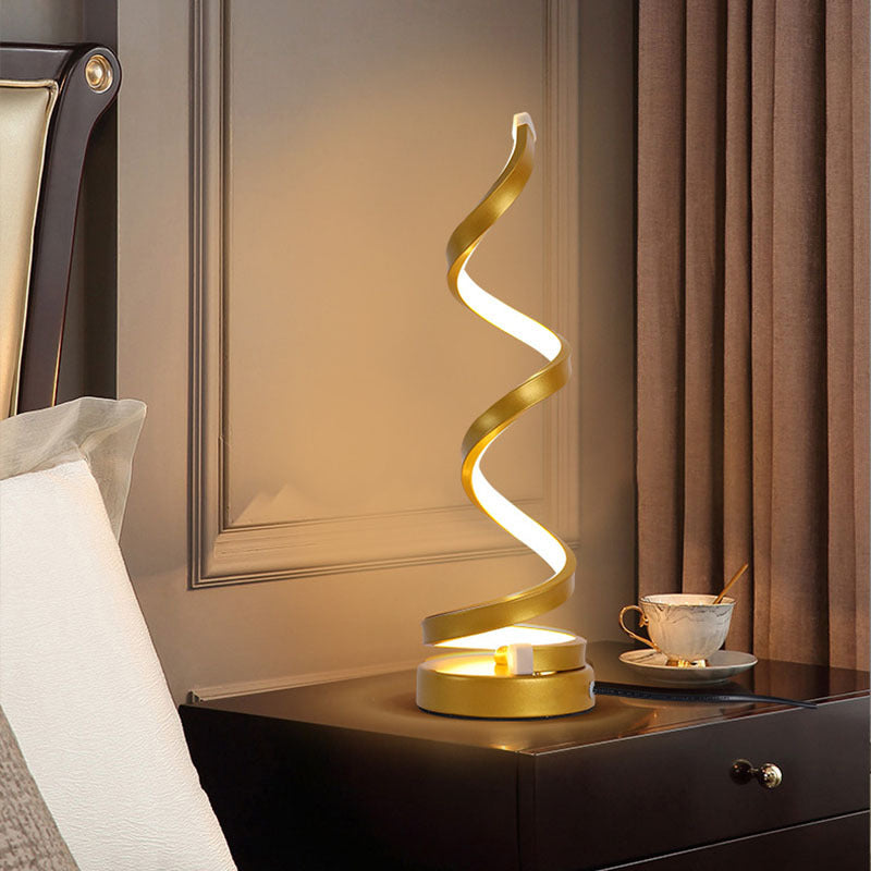 Spiral Night Table Light Contemporary Style Metal LED Table Light for Bedroom